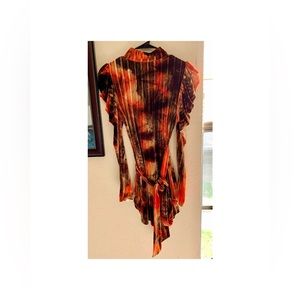 Orange and Brown Velour Long Sleeve Mini Dress by MONACO